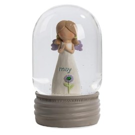 Blossom Bucket May Birthstone Angel Snow Globe, 4.25-inch Height, Resin, Home, Home Décor