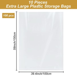 Rainmae 10 Pack 32x48 inches Large Clear Plastic Bag Giant Storage Bags Dustproof,Moistureproof for Luggage,Suitcase,Furniture,Comforter,Chair, Kids Bike,Plush Toys and More (80x120 cm,Flat)