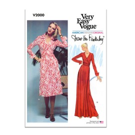 Vogue DVF V2000U5 Misses' Wrap Dress Sewing Pattern Packet by Diane Von Furstenberg, Design Code V2000, Sizes 16-18-20-22-24