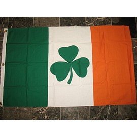 3x5 ft Embroidered Sewn Ireland Irish Shamrock Cotton Flag House Banner w/ Decal