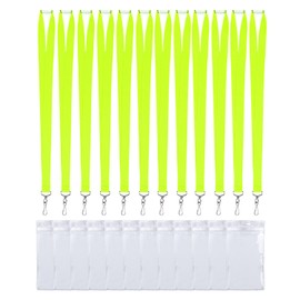 CANWELUX 12 Pack Bright Neon Yellow Green Lanyard with Thick ID Badges Holder, Neon Breakaway Lanyard for ID Badges, Neck Straps for Adult, School, Work (Neon Yellow Green,12Pack)