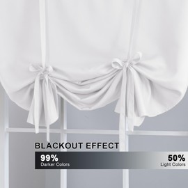 H.VERSAILTEX Pure White Curtain Thermal Insulated Tie Up Window Shade Light Blocking Curtains for Bathroom, Rod Pocket Panel- 42in Wide by 63in Long