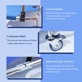 Medical Stretcher,Aluminum 4-Wheel Foldable Stretcher Trolley with Drawbar,Medical Emergency Folding Portable Stretcher for Hospitals, Sports venues, fire Rescue, and homeuse,Bearing Capacity 350 lb