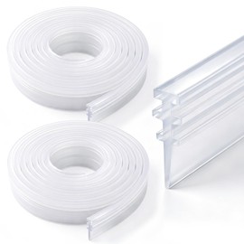 Lineshading 2 Pack Vinyl Shower Door Bottom Seal, 36-inch Shower Door Bottom Sweep Strip, Clear(3 Horizontal Bars)