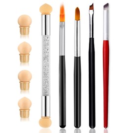DANNEASY 6Pcs Nail Art Brush Nail Ombre Brush French Tips Nail Brush Nail Design Tools Nail Sponge Pen with 4pcs Replaceable Sponge Head Nail Art Supplies