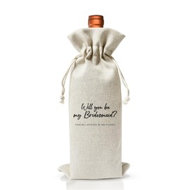 Bridesmaids Proposal Gift For Best Friend, Drawstring Cotton Linen Wine Bag, Wedding Party Favor, Bachelorette Party Supply, Wedding or Engagement Gift, Bridal Party Gift for Bridesmaid Boxes