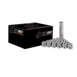 West Coast Wheel Accessories 14X2.0 Open Bulge Acorn Spline Lug Nuts 0.85" 8 Lug Install Kit Chrome