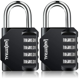 4 Digit Combination Padlock - Weatherproof Outdoor Lock for Gym Locker & School Locker, Heavy Duty Resettable Code Lock for Garage, Shed, Fence & Toolbox（Black, 2 Pack）
