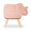 Napco Circles Elephant 7.25 Inch Tall Natural and White Ceramic