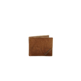 American Bison Cowhide Bifold Wallet – RFID-Blocking Slim Leather Wallet with Center ID Flap & Card Slots (Tan)