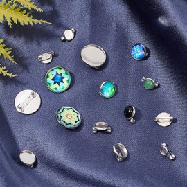 UNICRAFTALE Over 50 Pieces 5 Sizes Flat Round Brooch Stainless Steel Brooch Bezel Trays Base Blank Brooch Tray Stainless Steel Colour 6/8/10/12/20 mm