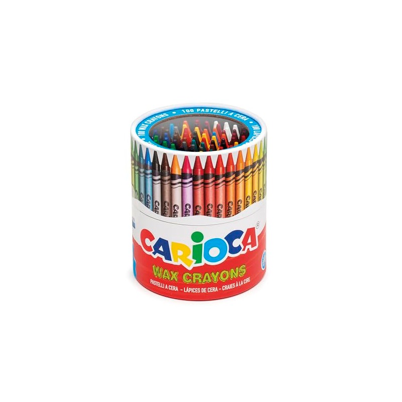 CARIOCA Pastelli a Cera – Barattolo 100 Pezzi, Colori Brillanti,