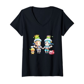 Womens Kids cartoon characters drawing V-Neck T-Shirt