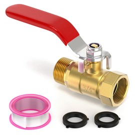 GASHER 1Pc Brass Garden Hose Shut Off Valve, 3/4" GHT Water Hose Shut Turn Off Valve with Stainless Steel Long Handle