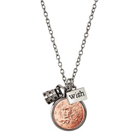 French Euro Coin Pendant Necklace | Wishing Well Pendant | France Two (2) Euro Coin | 18 inch Chain with 3 inch Extender, Lobster Claw Clasp