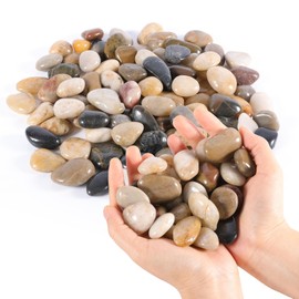 River Rocks Decorative Pebbles - 2.2lb Mixed Color Polished Gravel for Garden Landscaping, Indoor Plants, Aquariums, Succulents, Vases, Fish Tank, Outdoor Flower Beds 0.4-1.2 Inch Ornamental Stones
