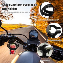 Gyroscopic Drink Holder, Tractor Drink Holder, Set of 2 Gyroscopic Cup Holders, 360° Rotating Cup Holder - Self-Balancing Drink Holder for Bike, Car, Motorcycle & Wheelchair (Black)