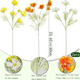 ACRYCS 6 Pcs Artificial Flowers Fake Cosmos Flowers Silk Flower Arrangements Wedding Bouquets Artificial Cosmos Flowers Bulk Faux Flowers for Vase Floral Table Centerpieces Home Kitchen Party Decor