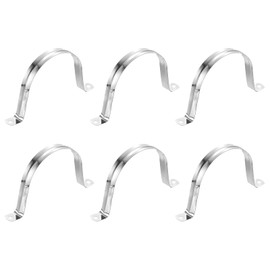 sourcing map 6Pcs Rigid Pipe Straps, 90mm(3.54") 201 Stainless Steel 2 Hole U-Shaped Bracket Tube Hanger Pipe Clamps for Fixing Pipe Cable