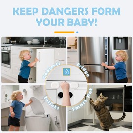 Baby Safety Strap Locks Child Safety Cabinet Proofing Child Proof Drawer Locks, Multi-Purpose Easy Install, White