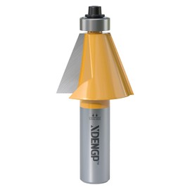 XDENGP 22.5 Degree Chamfer Router Bit with 1 Inch Cutting Length,1/2 Inch Shank Carbide Edge Forming Bevel Router Bit with Bearing, Chamfer Bit Miter Angle Milling Cutters Tool
