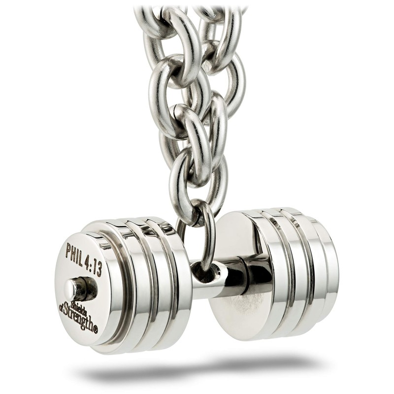 Men's Stainless Steel Stack Plate Dumbbell on Linked Chain Necklace-Phil
