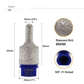 SHDIATOOL Diamond Finger Milling Bits for Enlarging Shaping or Round Bevel Existing Holes of Porcelain Tile Ceramic Marble Granite Diameter 3/8"-1inch