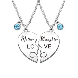 HULALA Mother Daughter Necklace Jewellery 2 PCS Puzzle Heart Matching Necklace Set Gifts For Mother's Day Birthday Christmas Presents