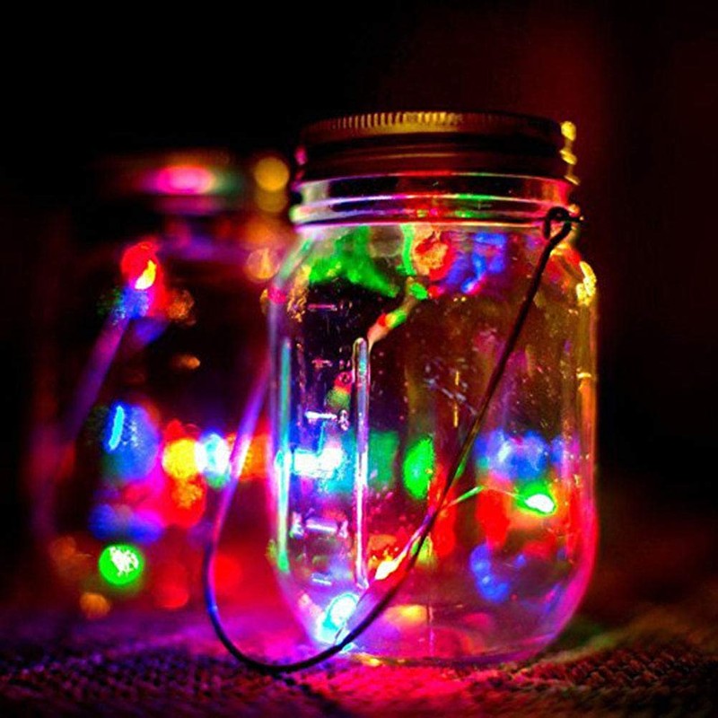 LED Light String 3Pcs Solar Power Yard Mason Lamp Outdoor