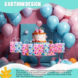 Maitys 24 Pcs Pink Blue Cartoon Hawaii Party Favors Paper Bags Summer Goody Bags Candy Treat Birthday Gift Pouch Leaf Flower Pattern for Tropical Aloha Festival Hawaiian Luau Party Supplies