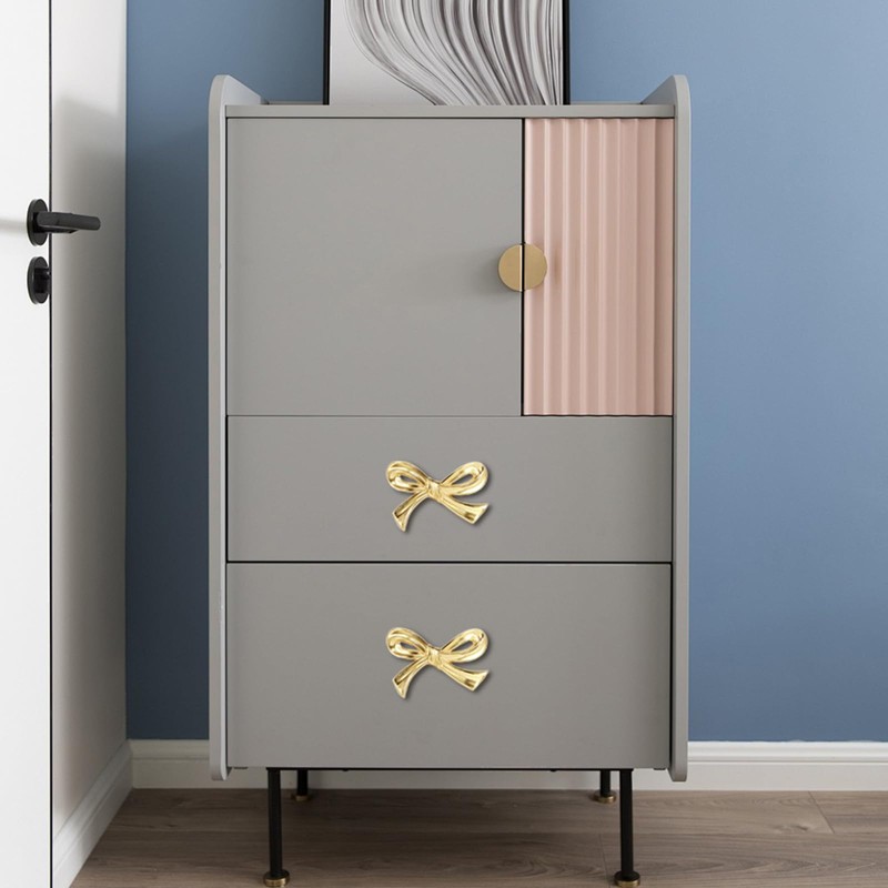 DJAPWPX-Bow Drawer Knobs, Solid Brass Bow Cabinet Knob, Compact Bow