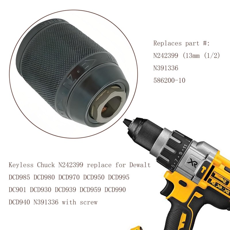 N242399 N391336 Keyless Chuck Replace for Dewalt DCD985 DCD980 DCD970