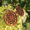 Wooden Dangle Earrings Sri Yantra, 0g, 40 mm, Yoga Jewelry,
