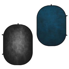 Kate Collapsible Backdrop Pop up Photo Backdrops Foldable Background Portable for Headshot,Portrait Photography,Video,5x6.5ft,Black/Blue