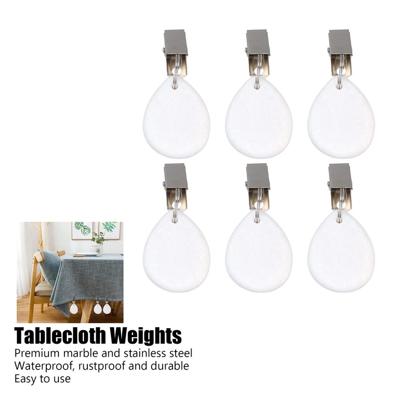 6Pcs Tablecloth Weights Marble Stainless Steel Small Size Waterproof Rustproof