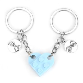 Sweet Matching Heart Keychain,Brick Heart Keychain for Couples, Girlfriend Gifts, Boyfriend, Husband Birthday Gift,Matching Keychains for Couples,Couple Keychain for Valentine's Day,Wathet Blue