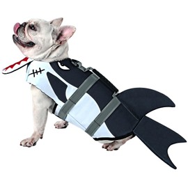 Dog Life Jacket Vest for Swimming Boating, Shark Small Swim Vests with Chin Float/Reflective Stripe/Rescue Handle S