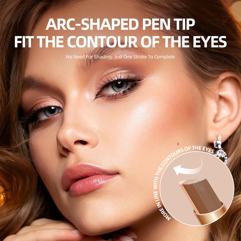 6 Colors Dual 3-Color Gradient Eyeshadow Stick,Metallic Cream Eye Shadow
