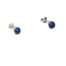 Art Gecko Round Blue LAPIS LAZULI Sterling Silver Gemstone Stud Earrings 925-5 mm