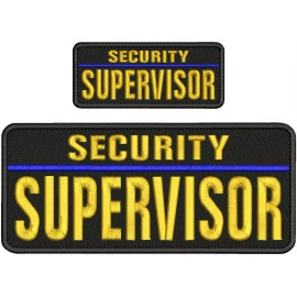 SECURITY SUPERVISOR EMBROIDERY PATCH 4X10 & 2X5 HOOK ON BACK GOLD ON BLACK