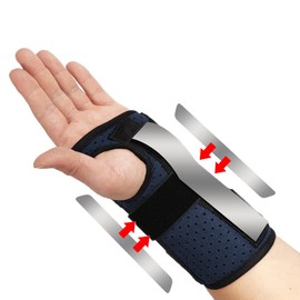 TOFBS Wrist Brace Carpal Tunnel Syndrome Splint, Wrist Bandages with 3 Metal Splints for Sports Sprains, Arthritis, Tendonitis, Wrist Support (Right x Blue)