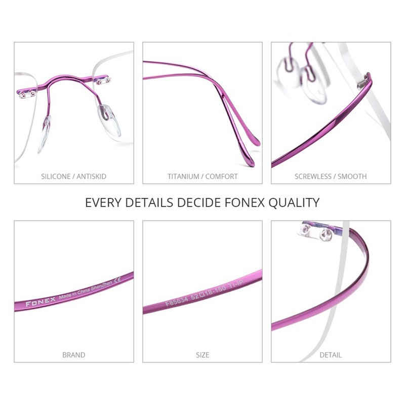 FONEX Titanium Glasses Frame,Rimless Frameless Optical Eyewear Eyeglasses for Men