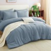CozyLux King Size Comforter Set Grayish Blue, 7 Pieces Bed