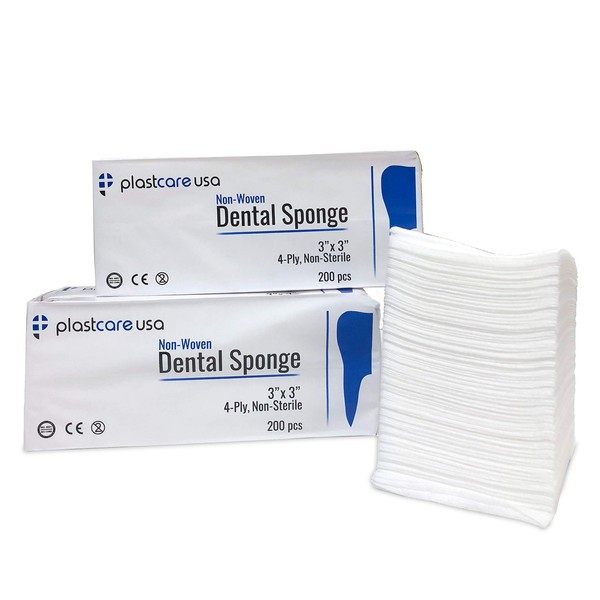 600 Count Gauze Pads 3x3 - Soft 4-Ply Non Woven Gauze Sponges - Non Sterile Dental Gauze & Esthetic Wipes - All Purpose Medical Gauze Squares for First Aid, Surgical, Wound Dressing (3 Packs of 200)