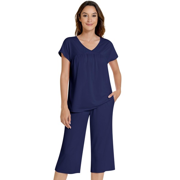 NACHILA Pajamas for Women-Viscose Made from Bamboo, Short Sleeve Sleepwear