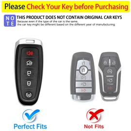 Syodiesn for Ford Key Fob Cover Soft TPU with Keychain Keyless Protective Key Fob for Ford C-Max Edge Expedition Escape Explorer Flex Focus Taurus Lincoln MKS MKX MKT Navigator 5 Button, Dark Gray