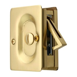 Premium Quality Mid-Century Pocket Door Privacy Lock Set in Polished Brass