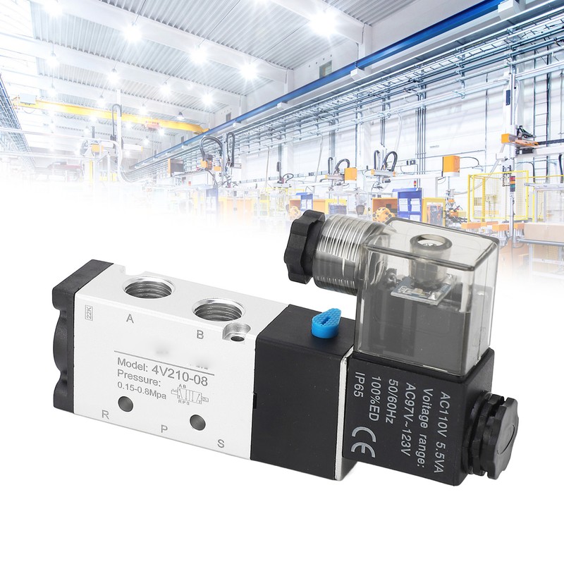 4V210‑08 Electric Solenoid Valve 2 Position 5 Way Cylinder Control