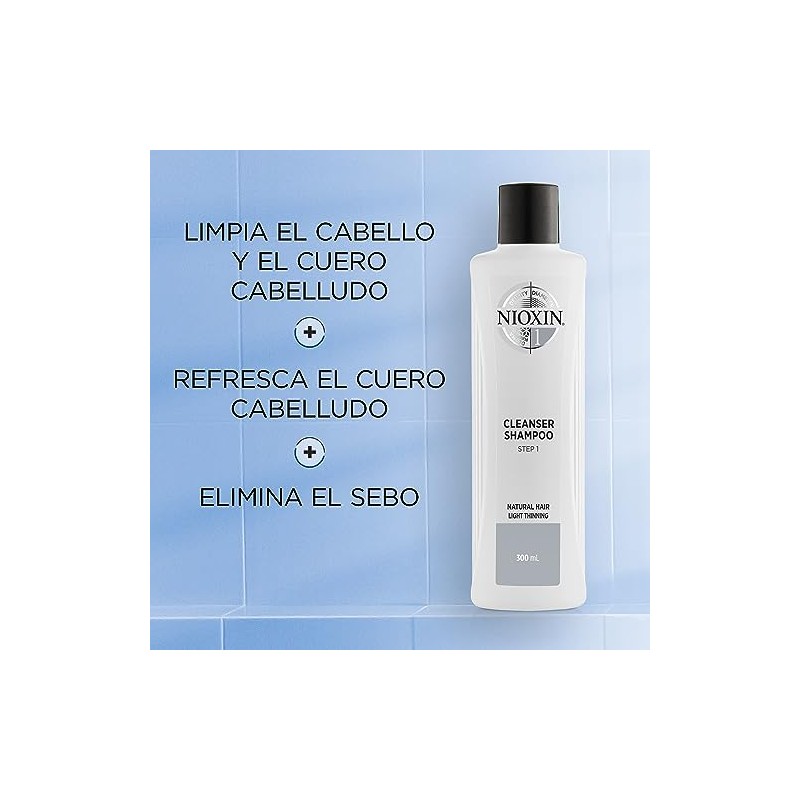 Nioxin Shampoo anticaida para cabello natural, 300 ml