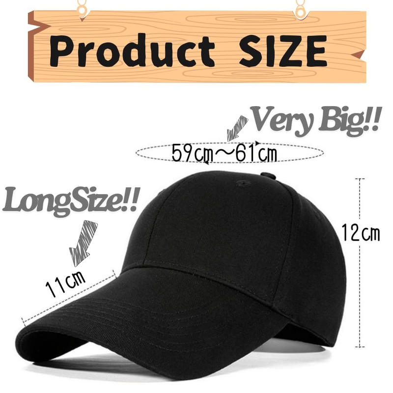 APAGAI Men's Large Size Cap, Long Brim, 4.3 inches (11